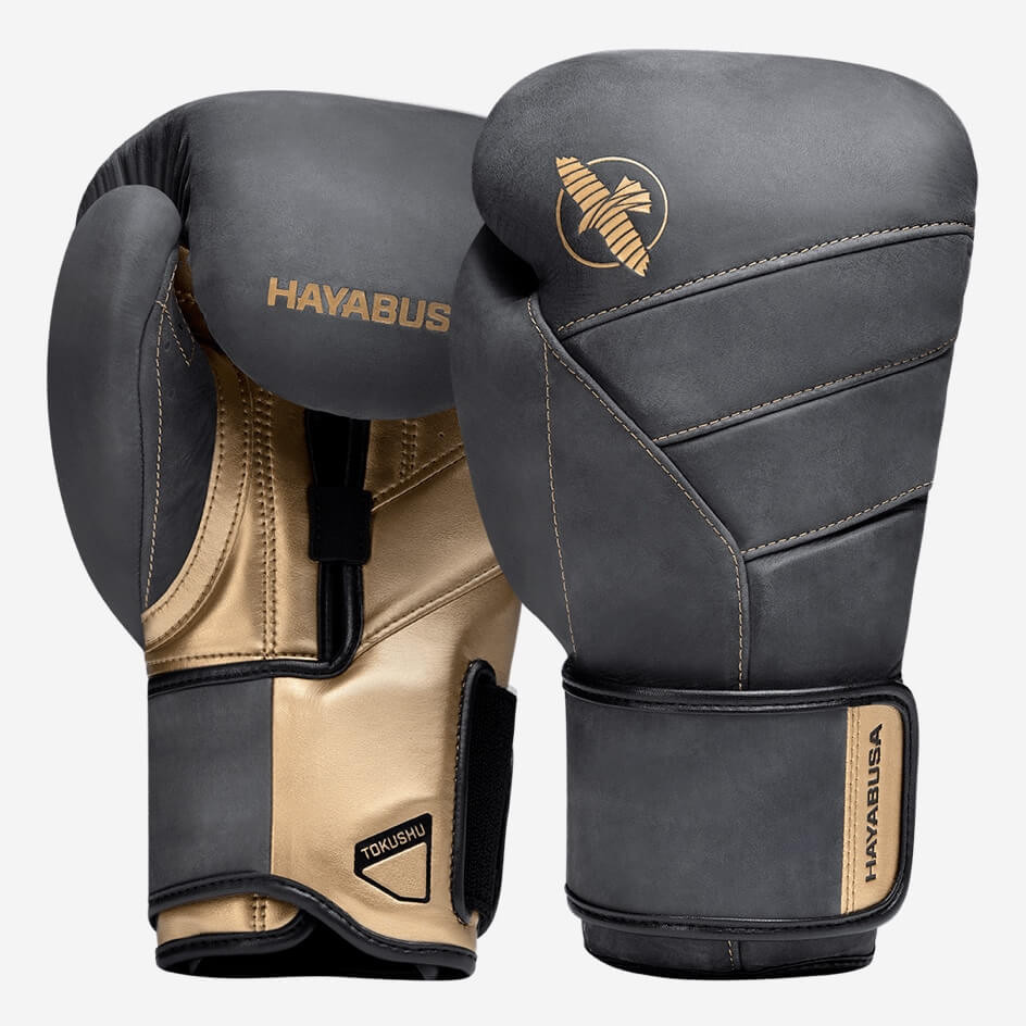 Hayabusa T3 LX Boxing Gloves - Obsidian / Gold